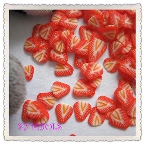 A-12 Free Shipping 2000pcs 3D 5mm Cut Strawberry Clay Slices Sticker Fancy Nail Art Polymer Clay