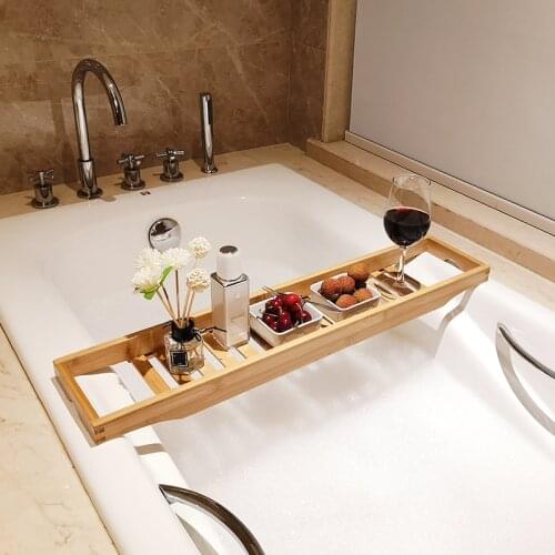 Bamboo extension antiskid bathroom multi function bathtub shelf toilet spa bath shelf bathtub tray bathtub accessories