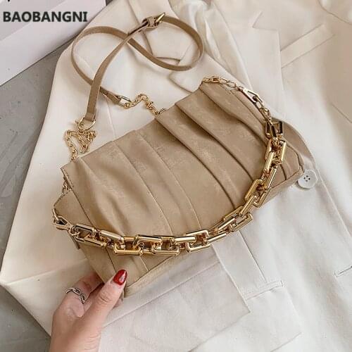 Velvet Folds Design Small PU Leather Crossbody Bags For Women Trend Bag Chain Shoulder Handbags Female Travel Bag