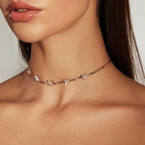 Shiny Butterful Choker Necklace Rhinestone Jewelry for Women Bling Crystal Snake Chain Necklace Statement Necklace Collar Chain