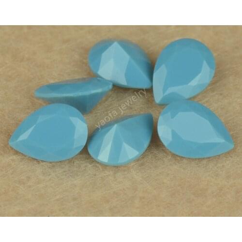Sale 2x3~13x18mm 5A Blue Turquoise Color Pear Shape Synthetic Glass Beads Teardrop Cut Loose Glass Lab Gems Stone For Jewelry