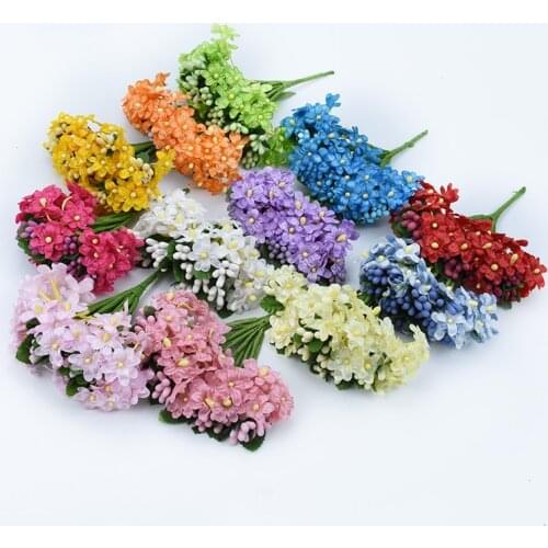 Plum blossom Mulberry Artificial Flower Stamen Sugar Leaves DIY Wreath Needlework Box Decoration Fake flower Wedding Home Decor