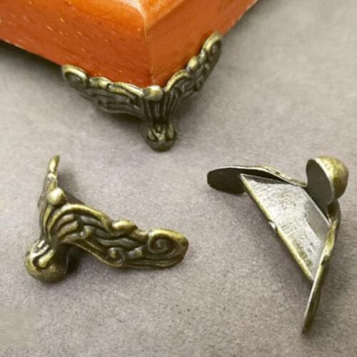 4Pcs Wood Case Decorative Feet Legs Corner Protector Golden Jewelry Gift Box Feet Brackets Alloy Furniture Bottom Support Foot