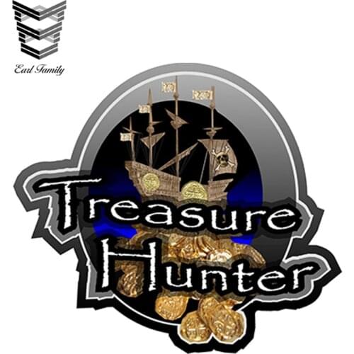 EARLFAMILY 12cm x 10.6cm Treasure Hunter Decals Stickers Metal Detecting Funny Car Door Window Bumper 3D Car Styling Vinyl Decal