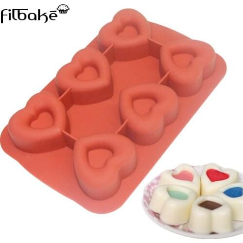 FILBAKE 6 Cavity Heart Shaped Muffin Silicone Pudding Chocolate Mold Cupcake 3D Baking Cake Pan Cupcake Cake Decorating Moulds