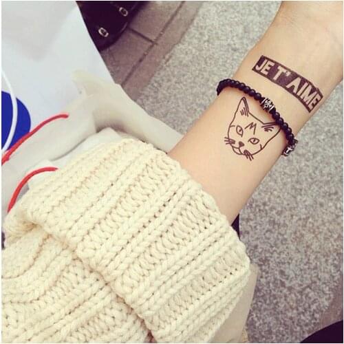 Water Transfer fake tattoo arrow Cat Love letter tatoo Waterproof Temporary Tattoo flash tatto for adults