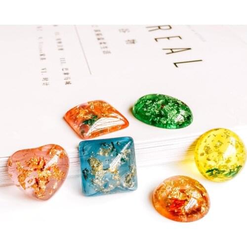 ZEROUP 8pcs Square Round Resin Cameo Cabochons Mixed Color Cabochon Setting Supplies for Jewelry Accessories Flat Back Base