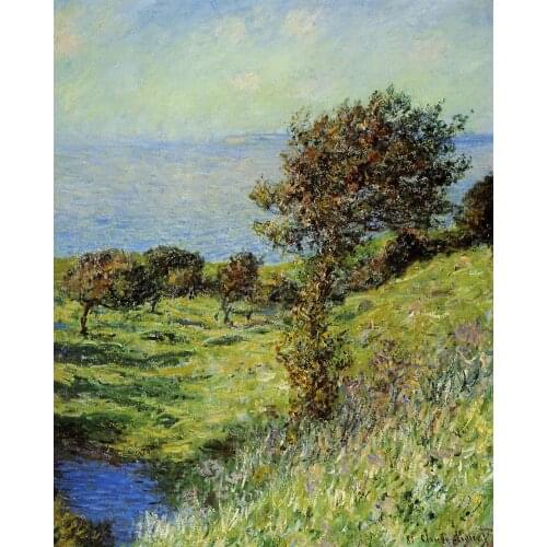 100% handmade landscape oil painting reproduction on linen canvas,cliffs-of-varengeville-gust-of-wind by claude monet