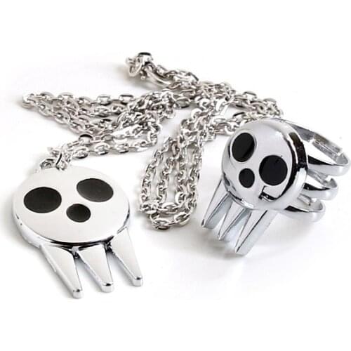 Anime Soul Eater Death The Kid Cosplay Ring Necklace Pendant Props Action Figure Toys for Kids Boy Gift Halloween Party