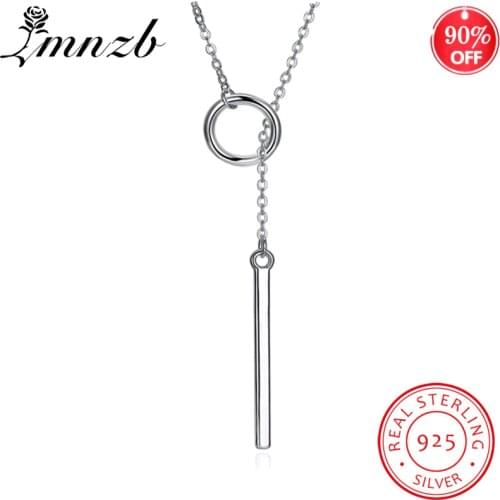 LMNZB 100% 925 Sterling Silver Long Circle Necklaces & Pendants For Women Fashion Jewelry Gift Accessories LVNS800
