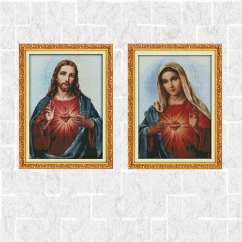 Needlework DIY DMC Cross stitch Sets For Embroidery kits Sacred Heart of Jesus Patterns Counted Cross-Stitching Home Decoration