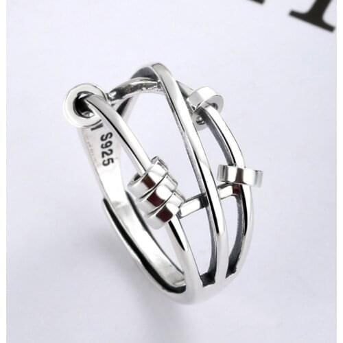 2021 New Fidget Peace Anxiety Ring Sterling Bead Ring Spinner Band for stress Reliever Adjustable Rings 2020 trend