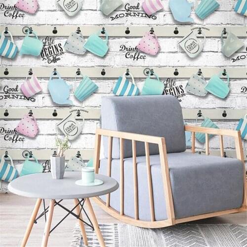 WELLYU European style brick paper cup white brick wallpaper ins cafe restaurant tea shop brick papel de parede new wallpaper