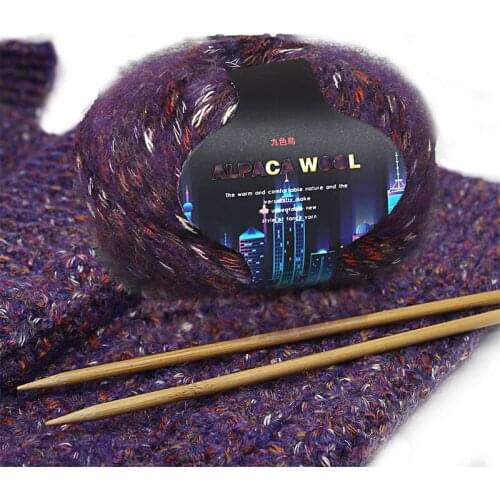 50G Seven-color alpaca wool/fiber hand-knitted coat sweater baby line scarf line medium thick wool knitted yarn big wool