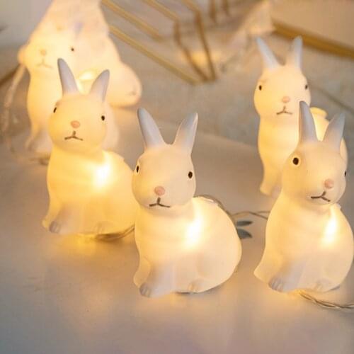 Battery Powered Easter Astronaut Bunny String Lights Hanging 10 LED Wire Lights With Decorative 10 Rabbits Pedants Grass Decor