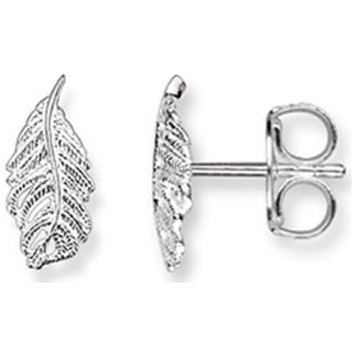 Silver Plated Feather Ear Stud Earrings, European Fashion Bijoux Thomas Style Glam Earring Ts Jewelry Best Soul Gift for Women