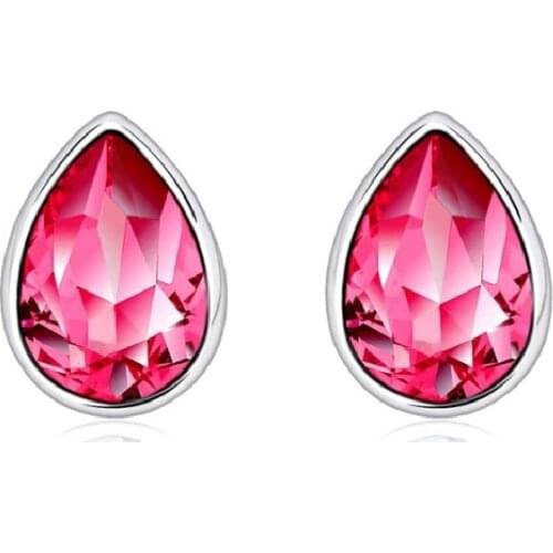 Natural Crystal Gem Earrings 925 Sterling Silver Inlaid Earrings Korean Fashion Earrings Jewelry