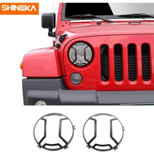 SHINEKA Lamp Hoods For Jeep Wrangler JK Car Front HeadLight Lamp Protection Cover Accessories For Jeep Wrangler JK 2007-2017