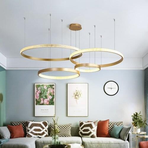 Nordic circle Post-modern art ring dining room chandelier creative minimalist restaurant led crystal chandelier