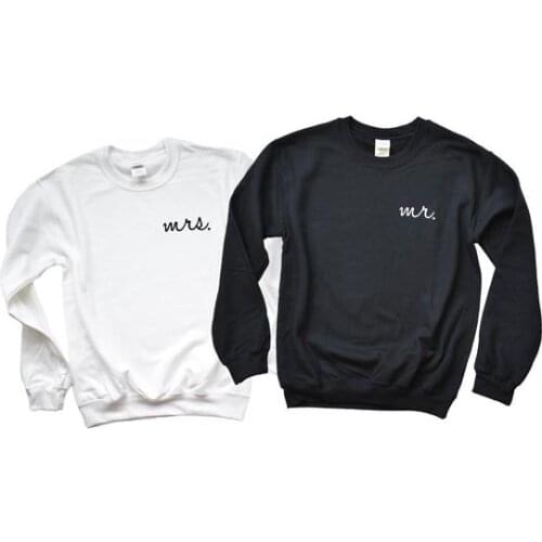 Skuggnas Mr Mrs Sweatshirts Honeymoon Jumper Bride Groom Clothing Matching Honeymoon Hoody Husband Wife Sweatshirt drop ship