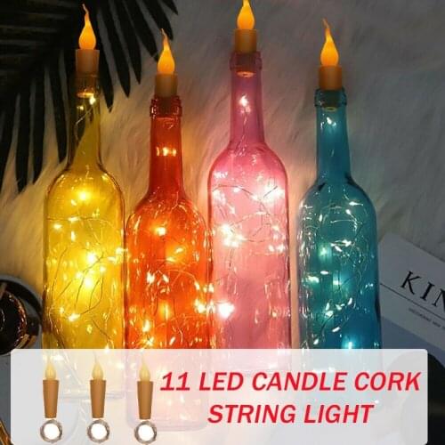 11Led Candle String Light Candle Wine Bottle Cork Battery Powered Fairy Night Lamp for Home Wedding Valentines Decoration