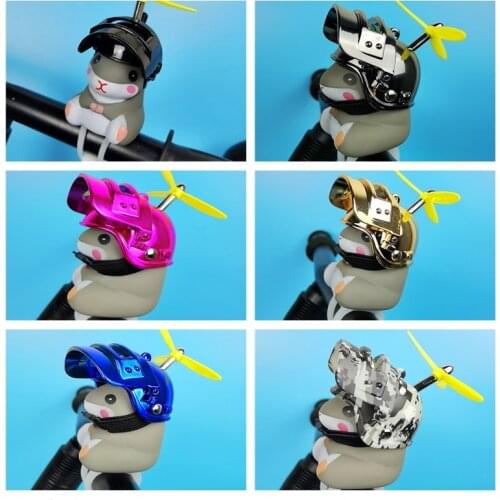 1pcs Cartoon helmet Hamster Bicycle Bells Shining Mountain Bike Handlebar Head Light for Cycling MTB Road Bike Motor Ctrative
