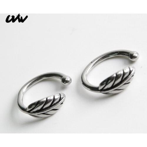 UVW332 2pc Trendy 316L Round Leaf Fake Ear Clip Earrings Ear Cuff Huggie Orbital Ear Piercing Body Jewelry Pendientes Brincos