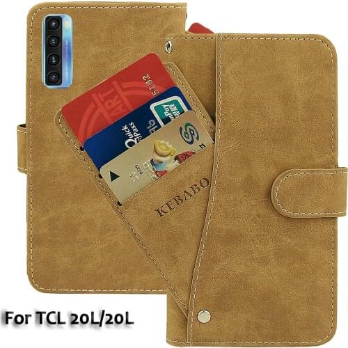 Vintage Leather Wallet TCL 20L Case 6.67" Flip Luxury Card Slots Cover Magnet TCL 20L+ Plus Phone Protective Cases Bags