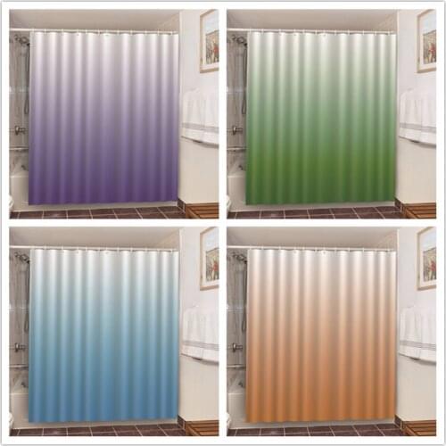 Gradient Solid Waterproof Shower Curtains Polyester Bathroom Curtain Green 3D Blackout Bathroom Door Screens Home Decoration