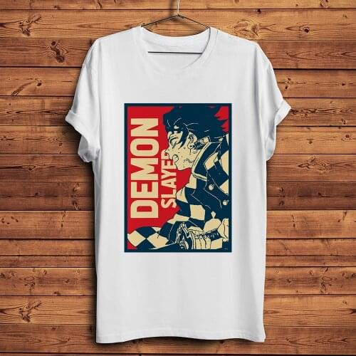 Demon Slayer Kamado Tanjirou funny anime tshirt Men New White short Casual T Shirt Unisex Kimetsu no Yaiba manga streetwear Tee