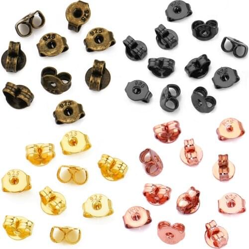 100pcs/lot New Promotions 925 Silver Gold Plated Copper Earring Back Plug Earring Settings Base Ear Studs Back Jewelry Making