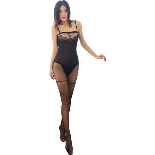 Shanghai Story Womens Sexy Bodystocking Open Crotch with Flower Print Body Stockings Crotchless Lingerie Underwear