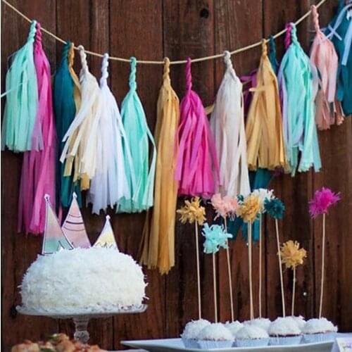 1Set Mixed DIY Tissue Paper Tassel Garland for Wedding Kids Unicorn Birthday Party Decorations Baby Shower Favors Supplies