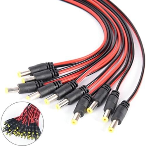 10PCS 5.5x2.1mm 12V DC Power Dc power cord Pigtail Male Cable Plug for CCTV Camera LED Lights