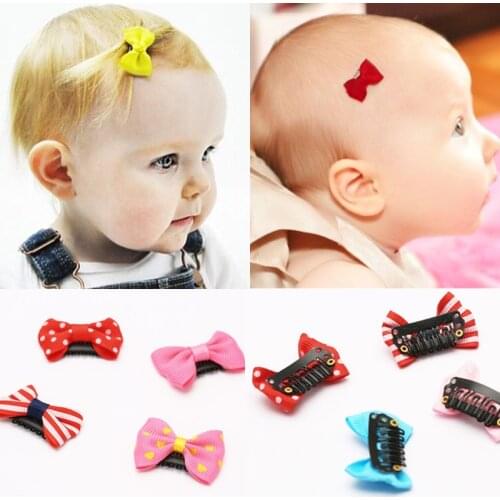 10Pcs/lots Candy Color Baby Mini Small Bow Hair Clips Safety Hair Pins Barrettes for Children Girls Kids Hair Accessories