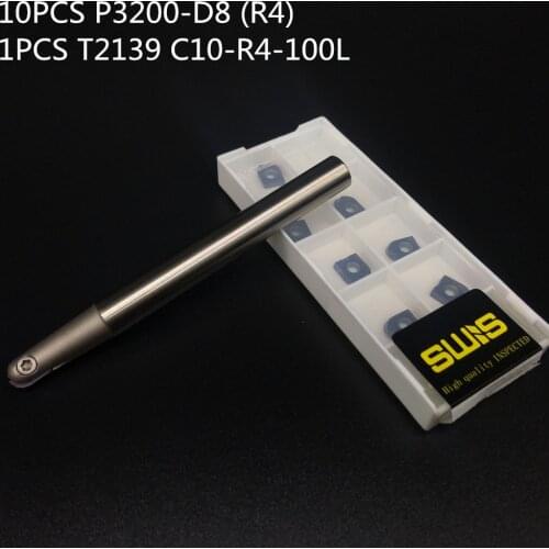 10PCS P3200 D8 R4 Ball Carbide Insert 1PCS T2139 C10 R4 100MM Holder High Percision