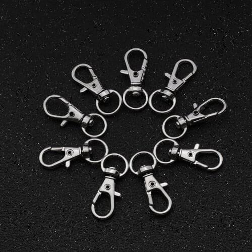 10PC Silver Gold Keychain Split Key Ring Swivel Lobster Clasp Clips Hook Decoration Desk Sets School Stationery Office Supplies