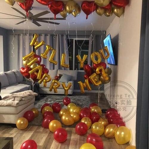 14pcs 16inch Rose Gold Will You Marry Me Foil Balloons For Weeding Valentines Day Party Bridal Shower Decorations Air Globos