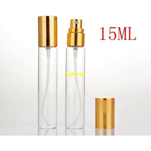 1500pcs/lot Fast shipping 15ML Clear Glass Perfume bottle Spray bottle Emtpy Refillable bottles