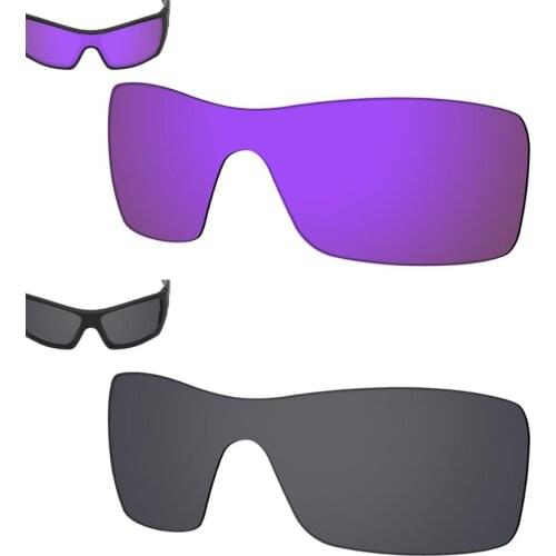 SmartVLT 2 Pieces Polarized Sunglasses Replacement Lenses for Oakley Batwolf-Violet Purple and Solid Black