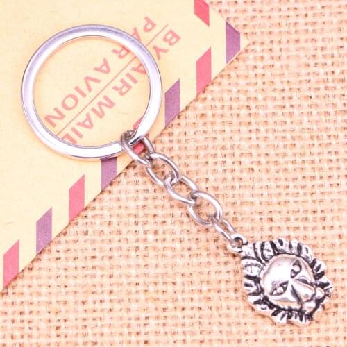 20pcs New Fashion Keychain 24x16mm angry lion head Pendants DIY Men Jewelry Car Key Chain Ring Holder Souvenir For Gift