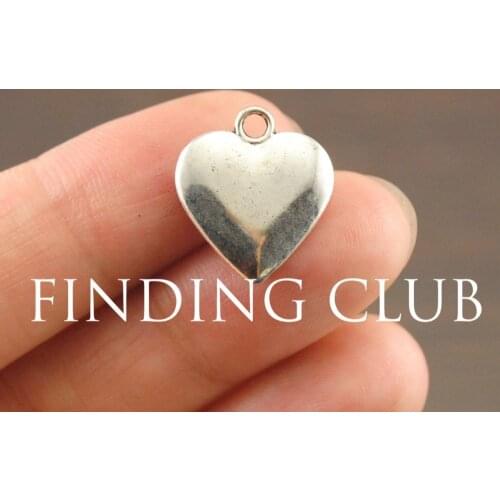30pcs Silver Color Puff Love Heart Charms DIY Metal Bracelet Necklace Jewelry Findings A1081
