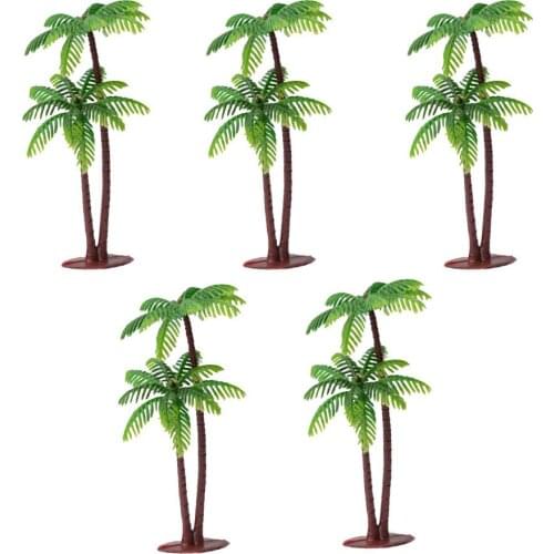 5Pcs Mini Coconut Palm Tree Model Plant DIY Landscape Bonsai Dollhouse Decor