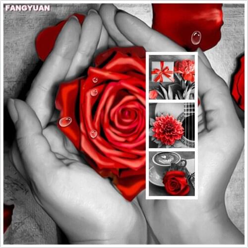 5D Diamond Painting Rose Flower Diamond Embroidery Cross Stitch Black White Mosaic Sale Picture of Rhinestone Home Decor Gift