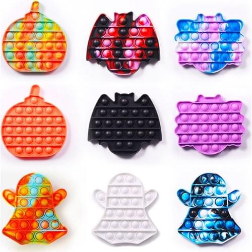 Anti-Stress Halloween Pumpkin New Fidget Reliver Stress Toy Rainbow Push Bubble Antistress Toys Adults & Children Sensory Toys