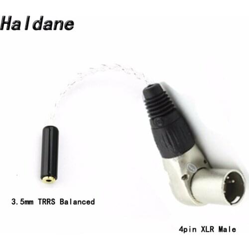 Free Shipping Haldane 10cm Silver Plated L Right Angle 4pin XLR Male to 2.5mm Trrs Balanced Female HIFI Audio Adapte Cable