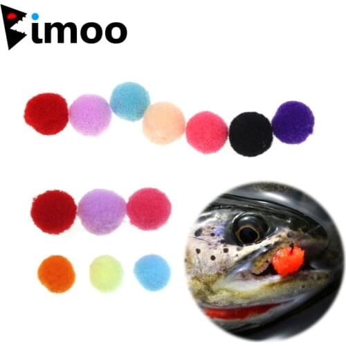Bimoo 20pcs 8mm 10mmm Fly Fishing mimic fish egg Roe Salmon trout bait floating plush balls Eggs
