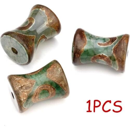 Natural Tibetan Stone Dzi Beads Oval AAA Grade Drum & Two Tone Fit Bracelet DIY Fashion Jewelry Gift Women Jewelry Accessories