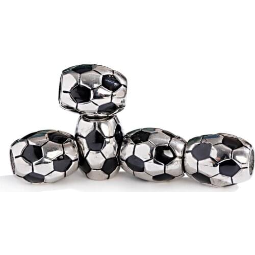 1pcs Football Shape Beads For Braclets Making Charms For Jewelry Gifts White Black Spacer Bead Hand Made Accessories
