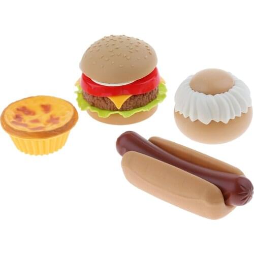 Child Pretend Play Food Toy Burger Fries Fast Food Cooking Kitchen Set Education